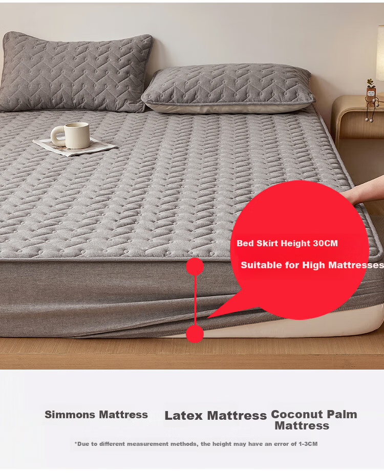 MINISO Quilted Skin-Friendly Cotton Fitted Sheet 1.5x2m Mattress Protector Cover Full Wrap 14