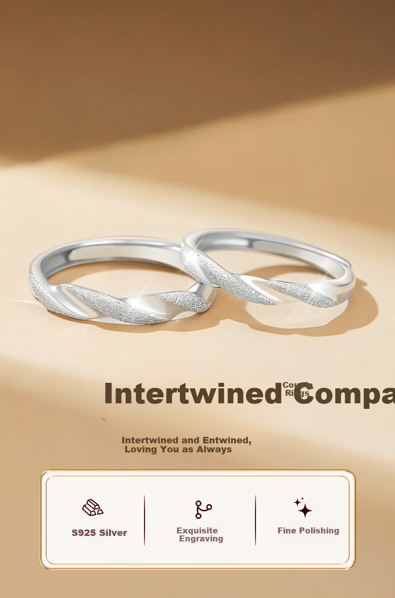 Lao Miao Mobius Pure Silver Couple Adjustable Rings for Men and Women Birthday Gift Practical High-End Girlfriend Wife 3