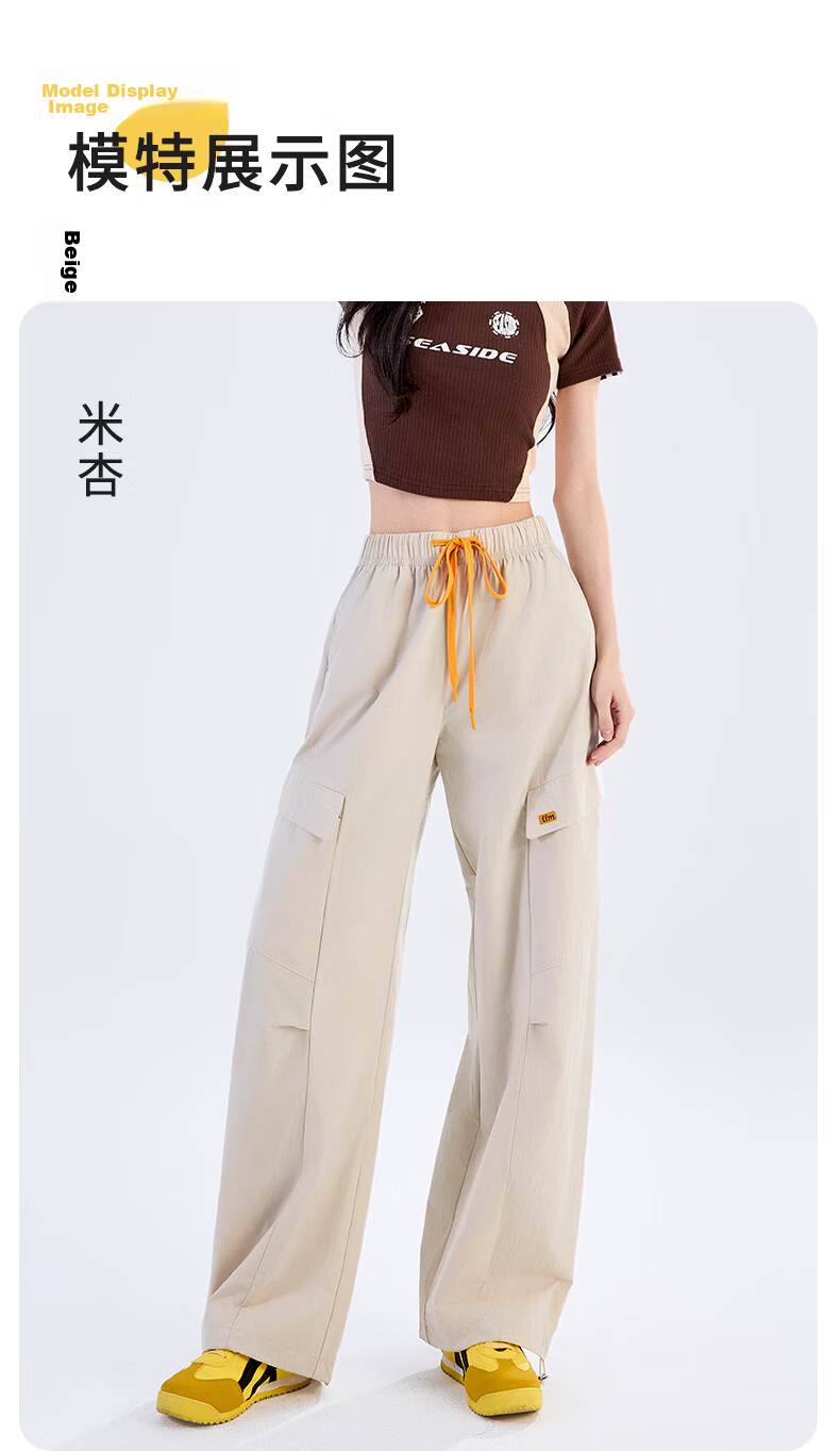 Langsha Women's Wide-Leg Cargo Pants 2026 Summer Thin Fashion Loose Breathable Casual Sports Straight-Leg Jogger Hiking Pants 15