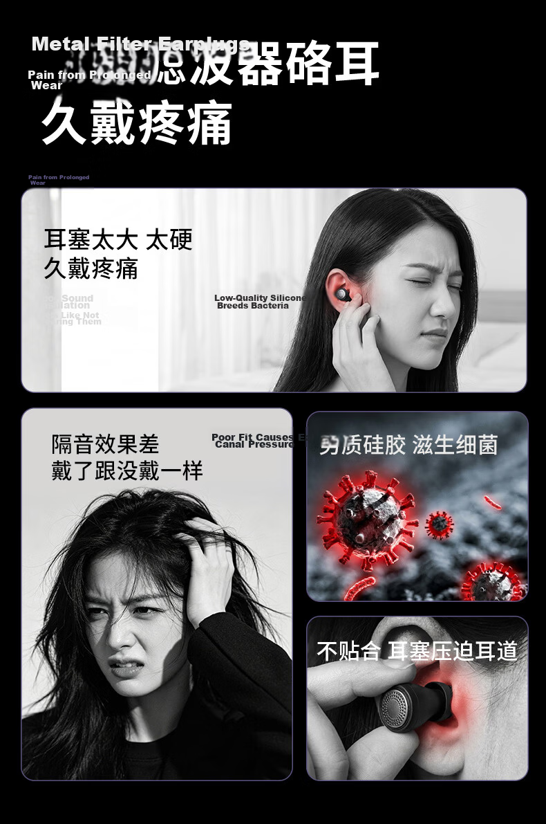 KINYO Double-Layer Noise-Reducing Sleep Earplugs Noise Blocking Sleep Aid Deep Noise Cancellation Silent Pain-Free Side Sleep Dormitory Anti-Snoring Black 13