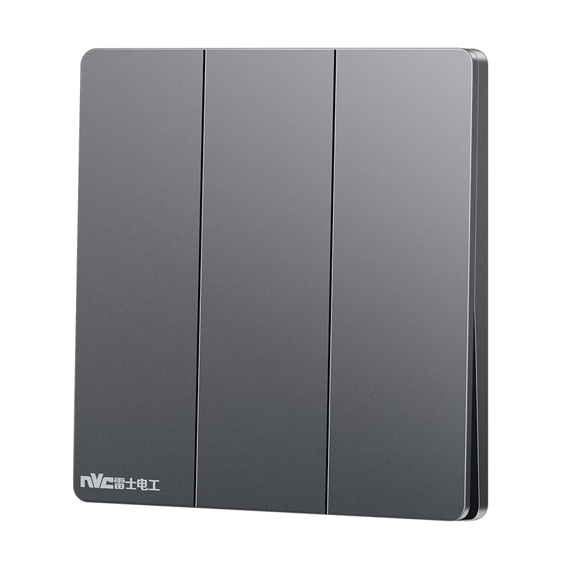 NVCleishidiangong Switch Socket, Three-Way Double Control Switch, 86-Type Ultra-Thin Panel Switch, N29 Misty Gray