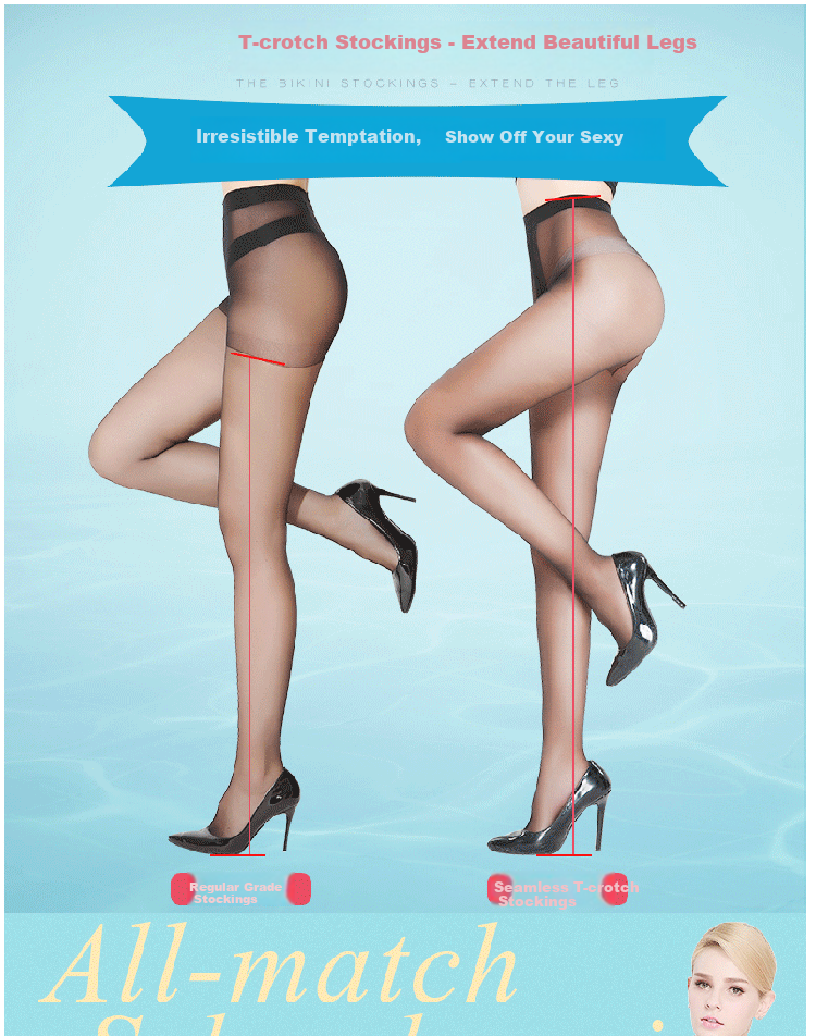 LangSha Sexy Ultra-thin Sheer Fashionable Black Stockings (3 Pairs) Nude Invisible Summer T-crotch Transparent Pantyhose Skin Color*3 One Size 2