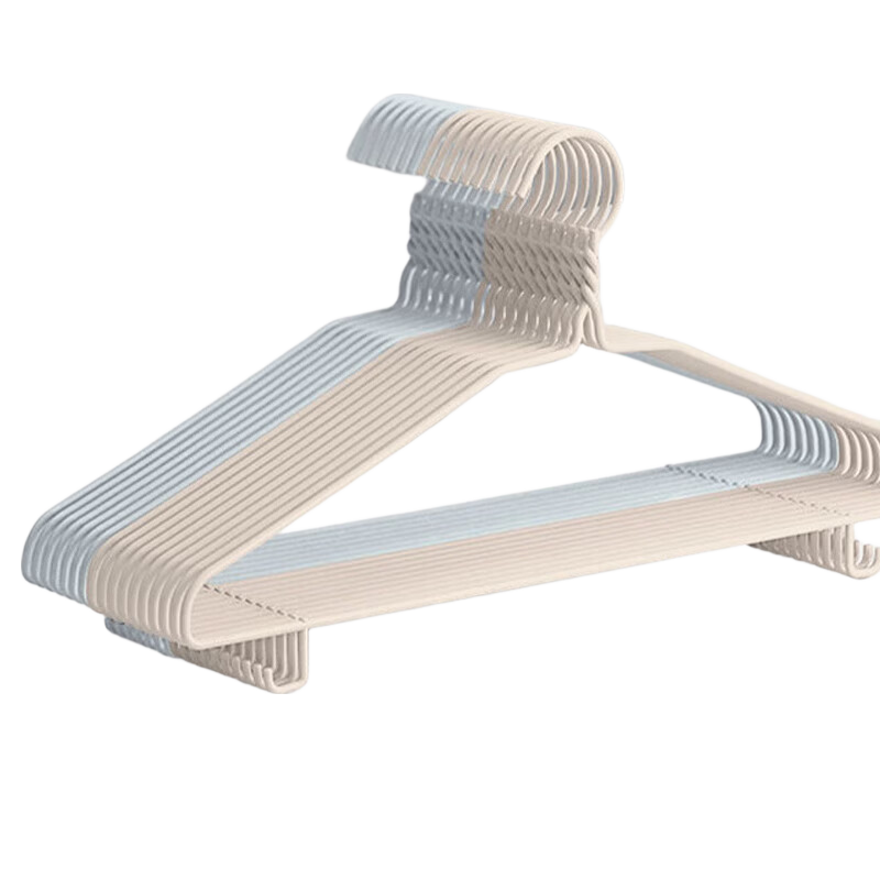 FOOJO Clothes Hangers for Adults, Thickened, 20 Pcs, Non-Slip, Seamless, Pants Hanger Hooks, Drying Rack, Garment Support, Gray + Brow