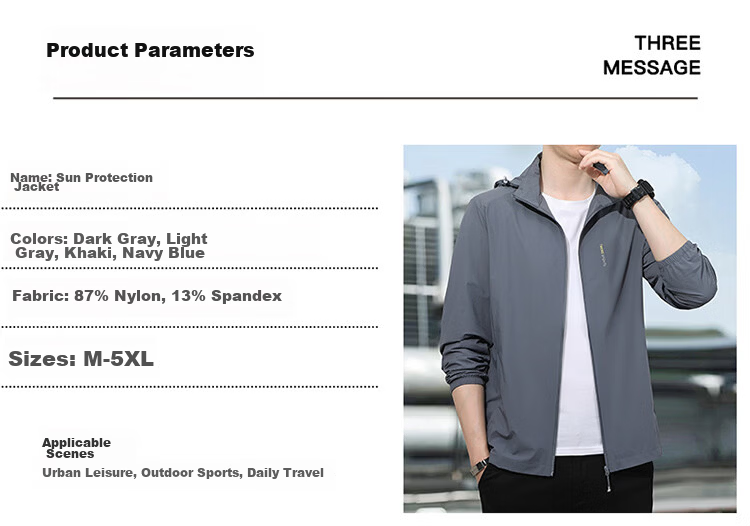 ROMON Men's Sunscreen Jacket Summer Ice Silk Quick-Dry Lightweight Breathable Casual Outdoor Fishing Coat Dark Gray M 8856 7