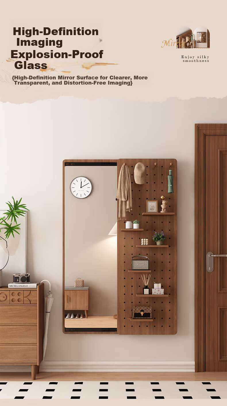 Yamile Hollow Board Dressing Mirror Hidden Solid Wood Core Sliding Full-Length Wall-Mounted Entryway Concealed Mirror 5