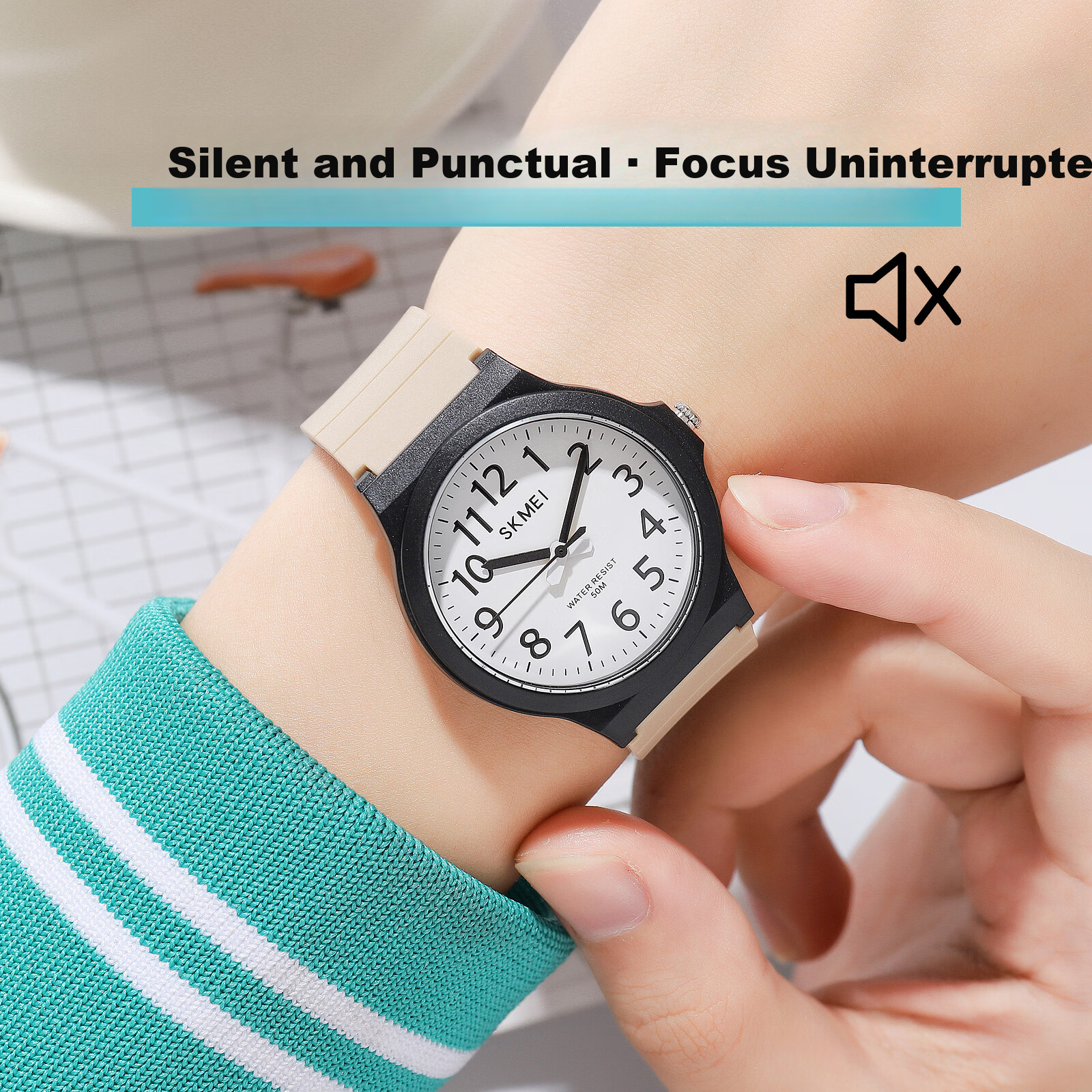 SKMEI Student Silent Pointer Quartz Exam Watch for Middle and High School Entrance Exams 2557