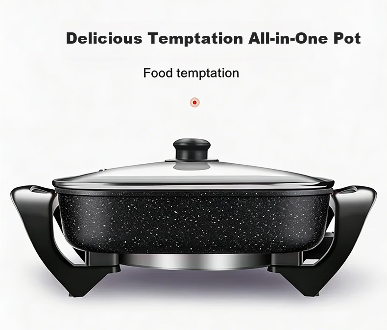 Yiduo 5L Maifan Stone Multifunctional Electric Cooker Multi-Functional Electric Frying Pan Korean Electric Hot Pot Non-Stick Dormitory Cooking Grill Fish All-in-One Small Electric Pot XBJT-HG211 2