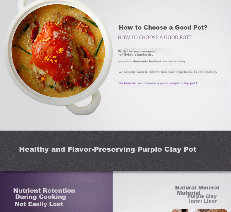SANYUAN Electric Slow Cooker Clay Pot Soup Pot Large Capacity Fully Automatic 8L Electric Stew Pot Timer Reservation Purple Clay Soup Pot Household Porridge Cooker Health Pot Electric Clay Pot XYDTG80 10