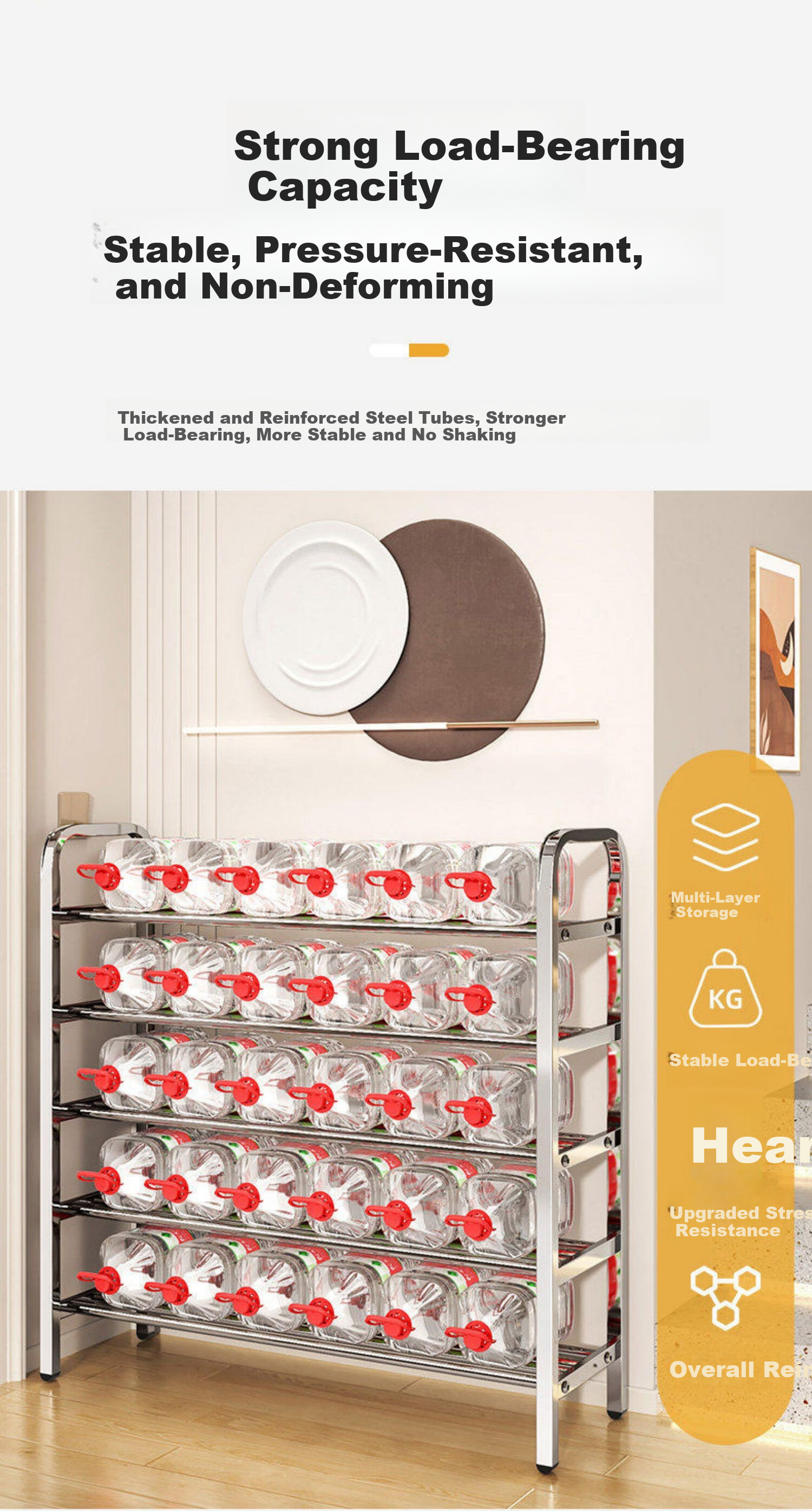 Jiajieshi Stainless Steel Shoe Rack Simple Home Entrance Dormitory Indoor Multi-layer Storage Shoe Rack Five Layers 60cm 4