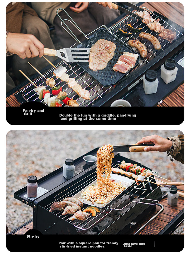 Naturehike Portable Foldable Vertical Charcoal BBQ Grill Outdoor Camping Barbecue Rack for 5-10 People 11