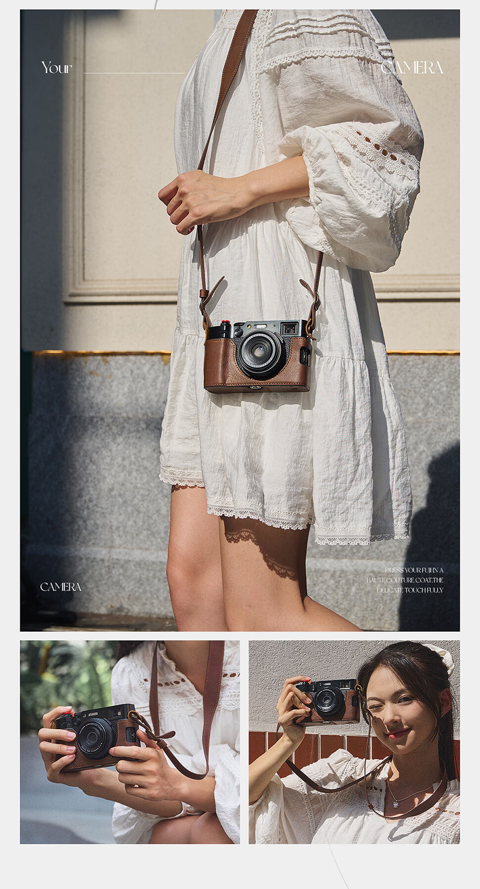 Llano Fuji XT5 Camera Protective Case X-T5 Vintage Genuine Leather Base Artistic Photography Travel Handmade Cowhide Base Inner Liner Protective Coffee Color Upgraded Version 13