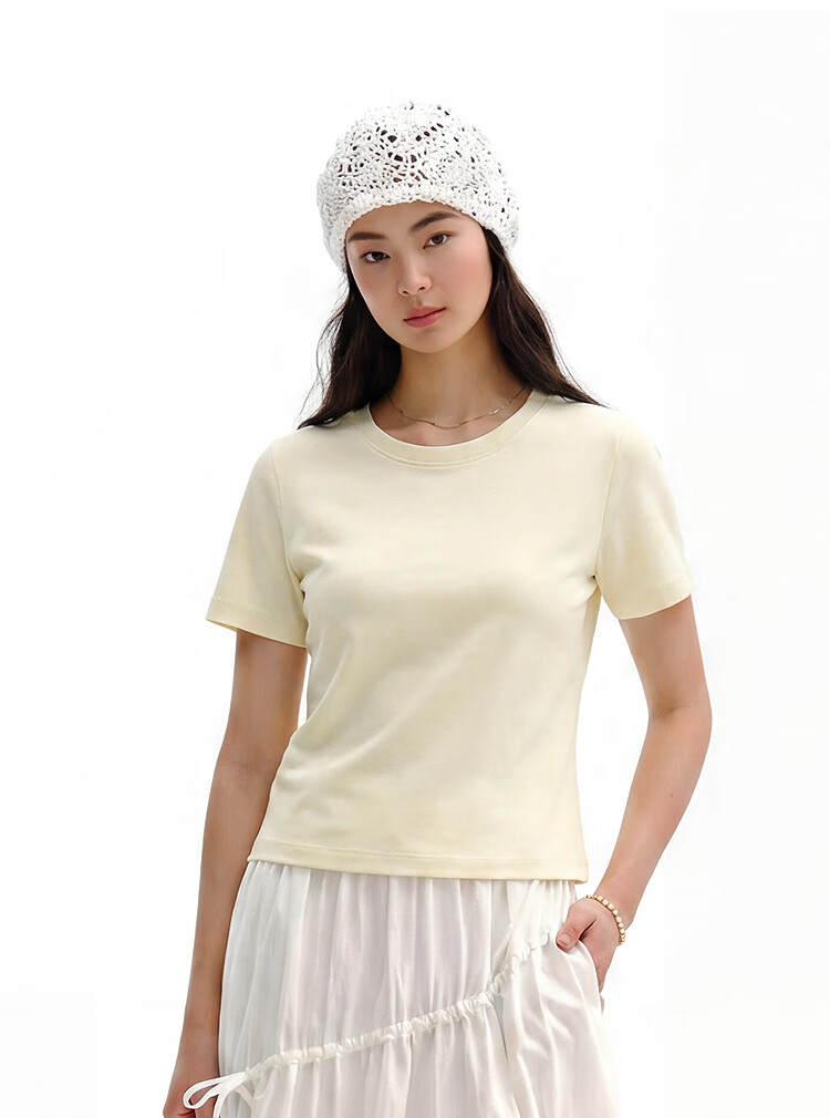 Semir Mall Style | Women's Summer Short Sleeve T-Shirt Solid Color Crew Neck Regular Shoulder Top 2026 Versatile Shirt 101926100001 43