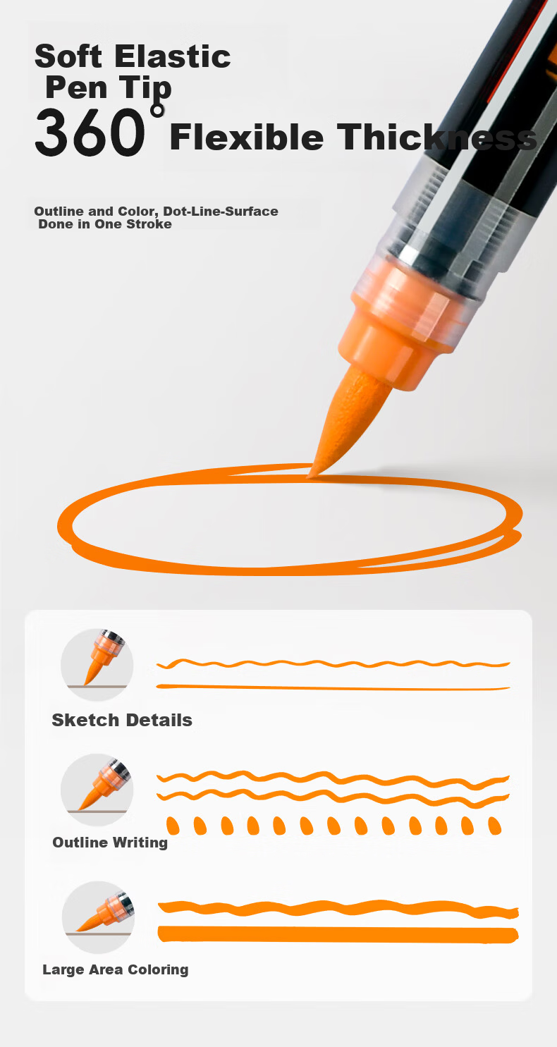 Touchcolor Little Black Box Direct Ink Acrylic Soft Tip Marker Soft Tip Children's Kindergarten Drawing Non-Staining Opaque Washable 120-Color Watercolor Pen Art Education 4