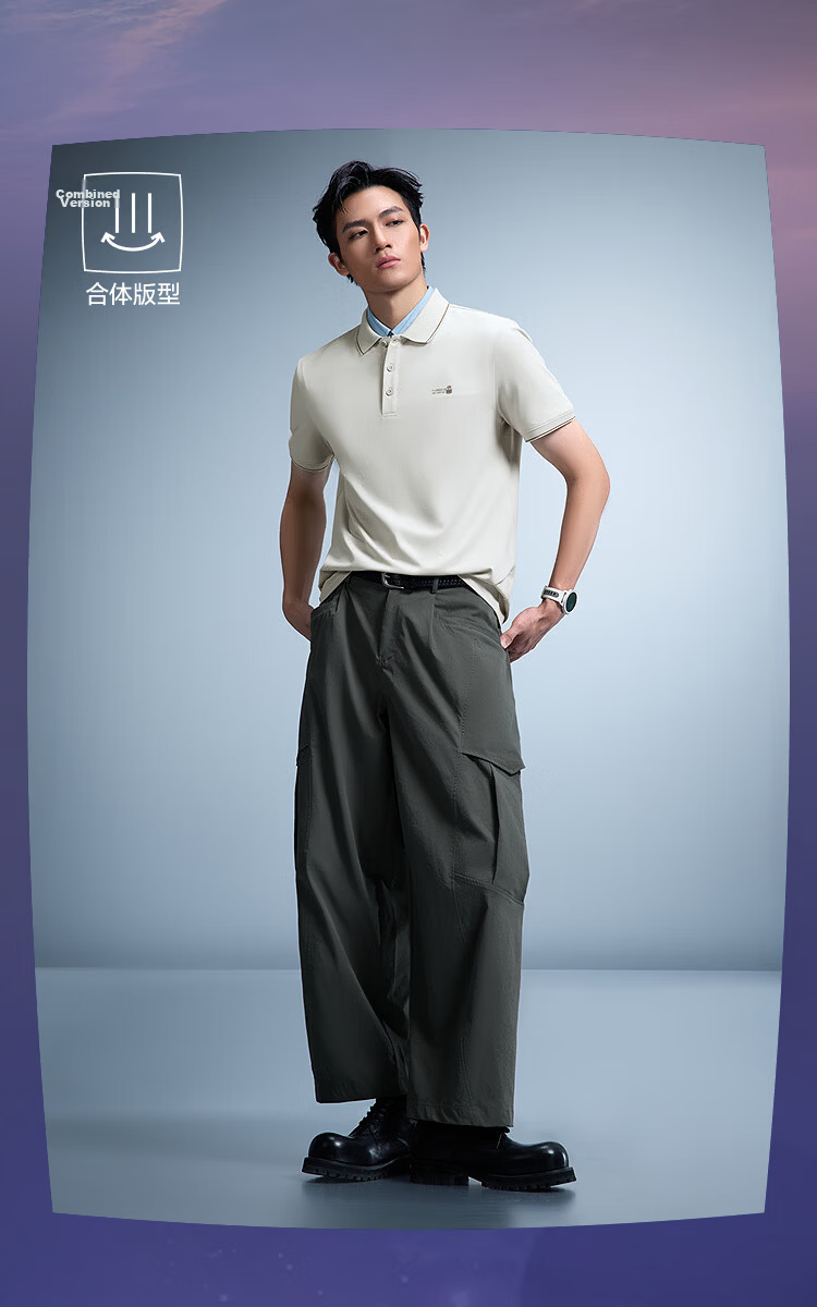 HLAHLA Men's Short Sleeve Polo Shirt 26 Three-Body Collaboration Series Cooling Short Sleeve Summer Father's Day Gift 4