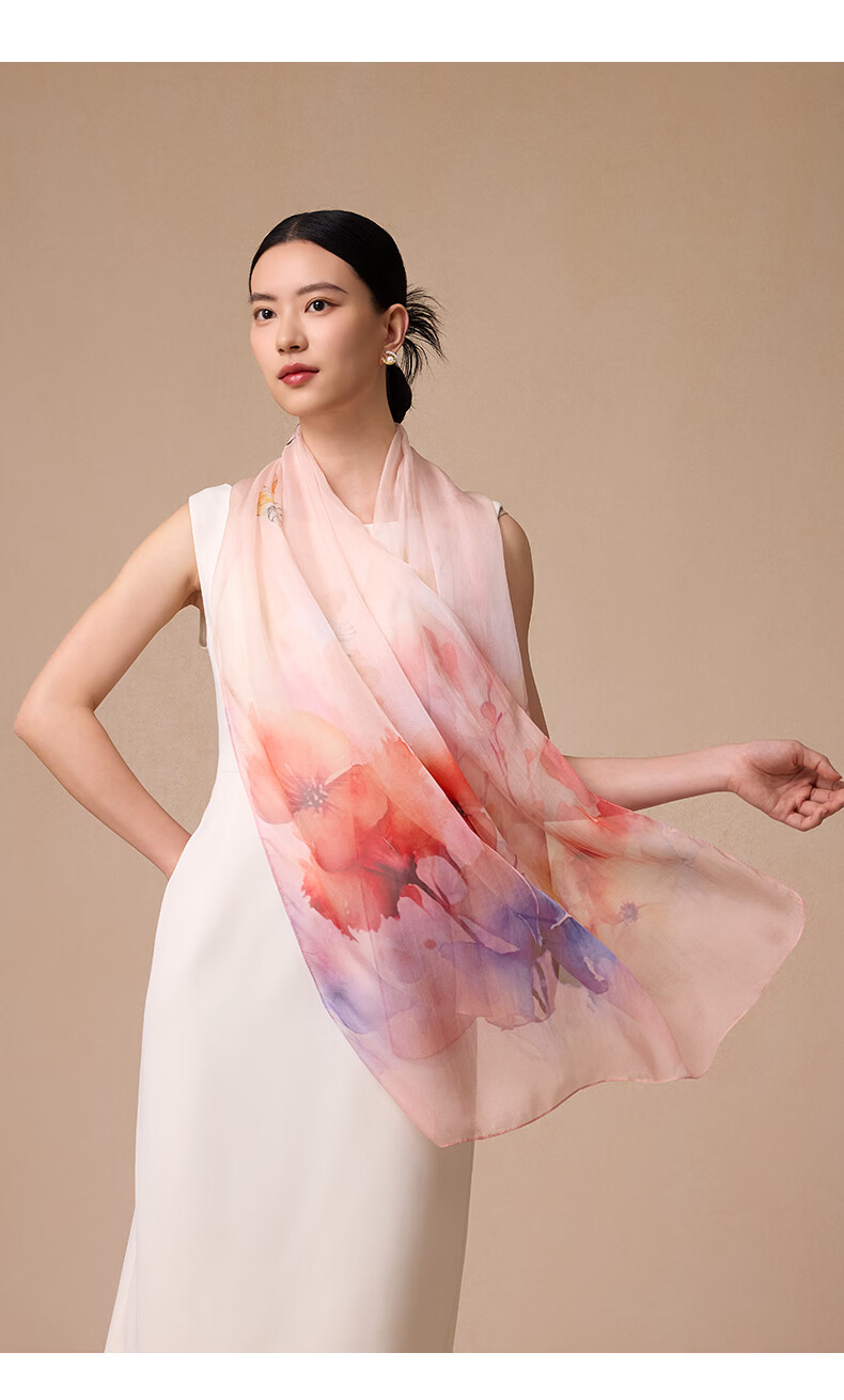 Hengyuanxiang 100% Mulberry Silk Scarf Women's Silk Summer Lightweight Office Shawl Wrap Mom Birthday Gift 19