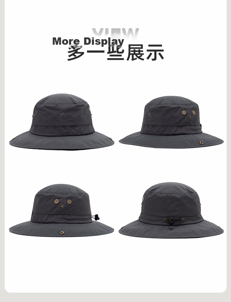 TOPEX Outdoor Men's Summer Mountaineering Bucket Hat Sun Protection Hiking Foldable Water-Repellent Breathable Cap 22