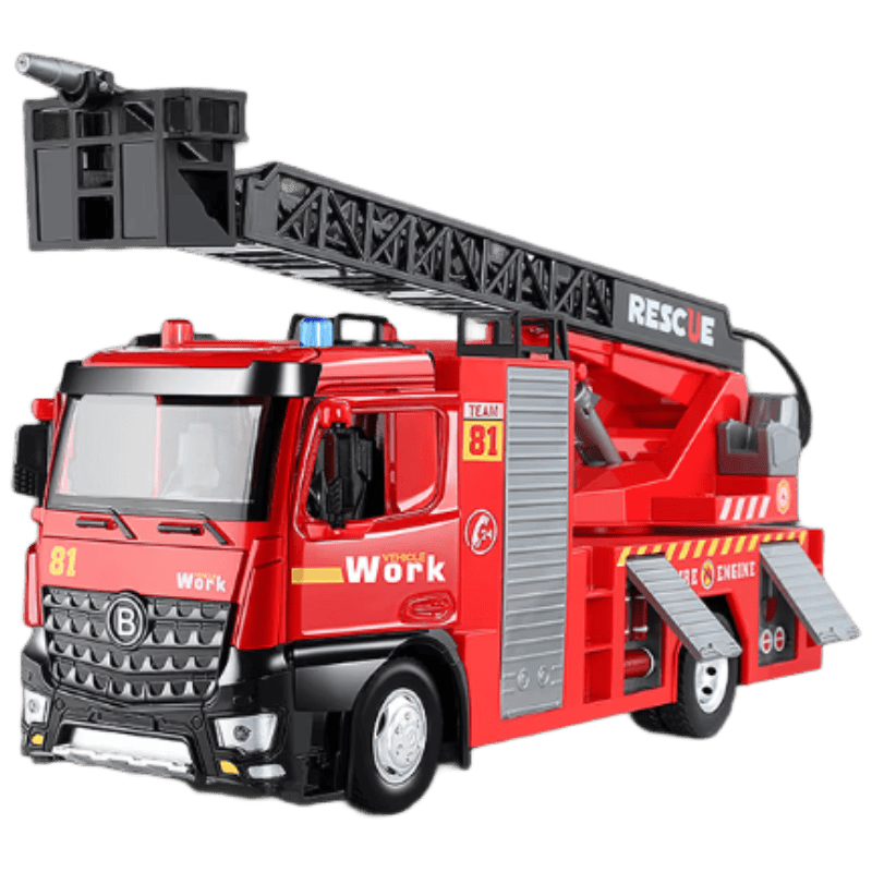 Mabao Twin Electric Cloud Ladder Fire Truck Toy for Kids 3-6 Years Old, 2 Extra Large Alloy Car Models with Water Spray, Boys' Children Toy
