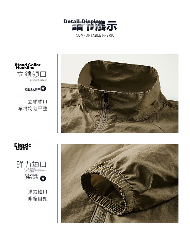 TUCANO Men's Summer Sun Protection Jacket Ice Silk Skin Jacket Breathable Thin Stand Collar Quick-Dry Coat Dark Gray 4XL 19
