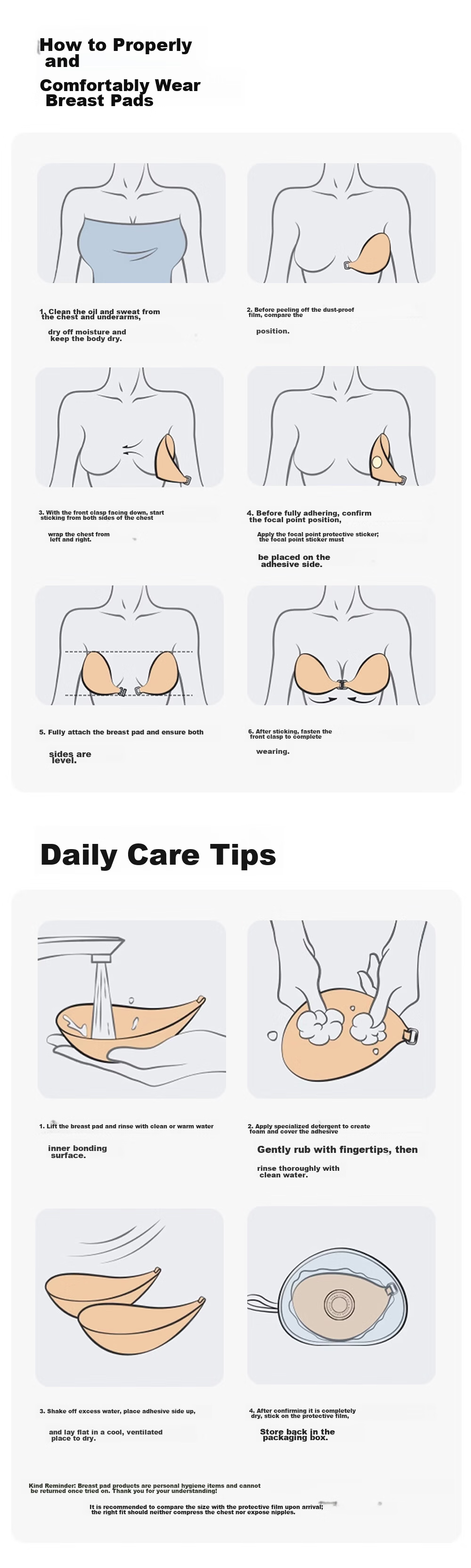 PINK AMY Sticky Cotton Breast Pads Women’s Wedding Dress Summer Push-Up Large Cup Invisible Nipple Covers 22