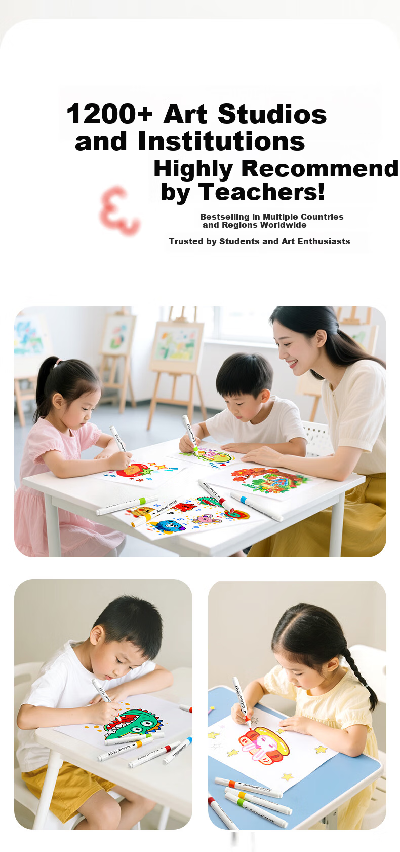 Touch Mark Taichi 60-Color Acrylic Marker Soft Tip Student Art Special Opaque Layerable Watercolor Pen Birthday Gift for Boys and Girls 2