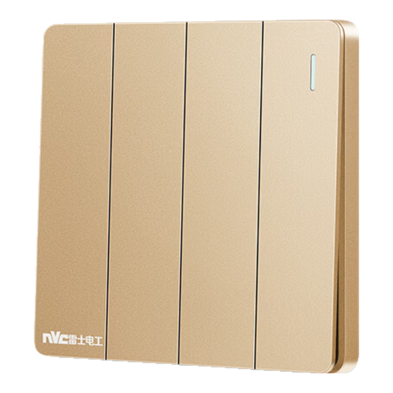 NVCleishidiangong Switch Socket, Four-Gang Double Control 86-Type Concealed Wall Switch Panel, N25 Champagne Gold