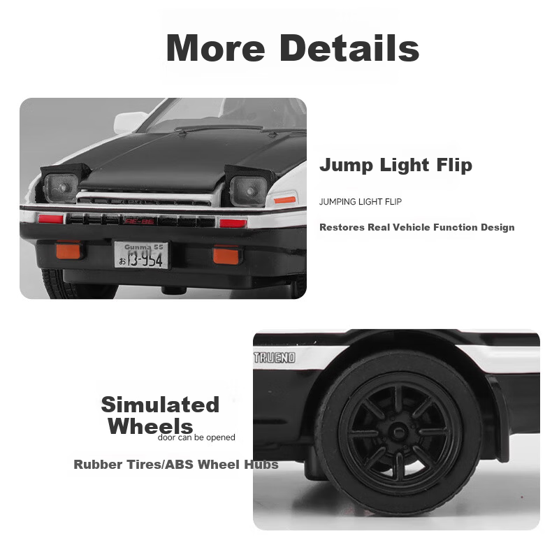 Chiyu Toys Initial D Takumi Fujiwara Toyota AE86 Car Model Realistic Alloy Toy Gift for Boys 7