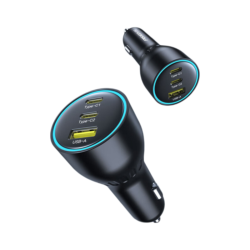 PISEN 136W Multi-Port Car Charger Super Fast Charging 3-in-1 Car Adapter Compatible with Apple 17, Huawei, Xiaomi