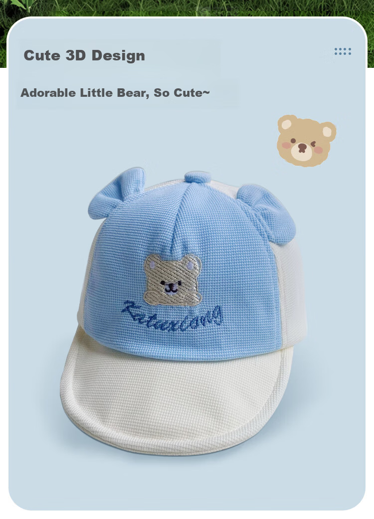 9i9 Baby Hat Summer Embroidered Little Bear Unisex Baby Duckbill Cap Children's Sunshade Baseball Cap 0-3 Years F38 Pink 4