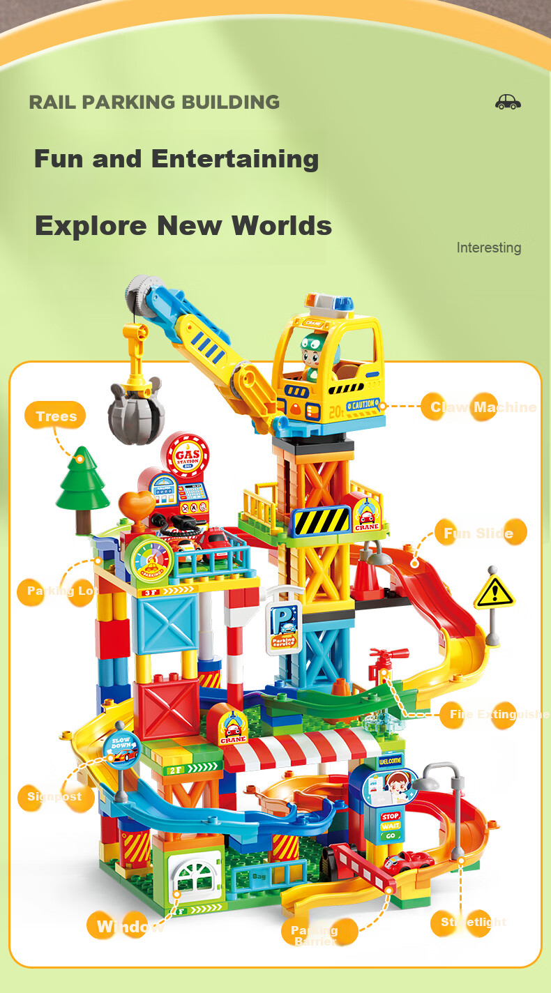 FEELO Compatible LEGO Children's Building Blocks Toy Large Particles Boys Girls Birthday Gift Car Model 105 Pieces 2