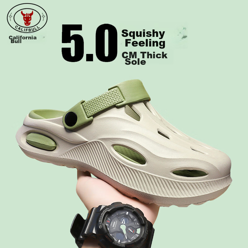 Cal Bull Men's Premium Spring Summer Breathable Green Sandal Clogs Beach Sports Closed-Toe Shoes Size 36-37