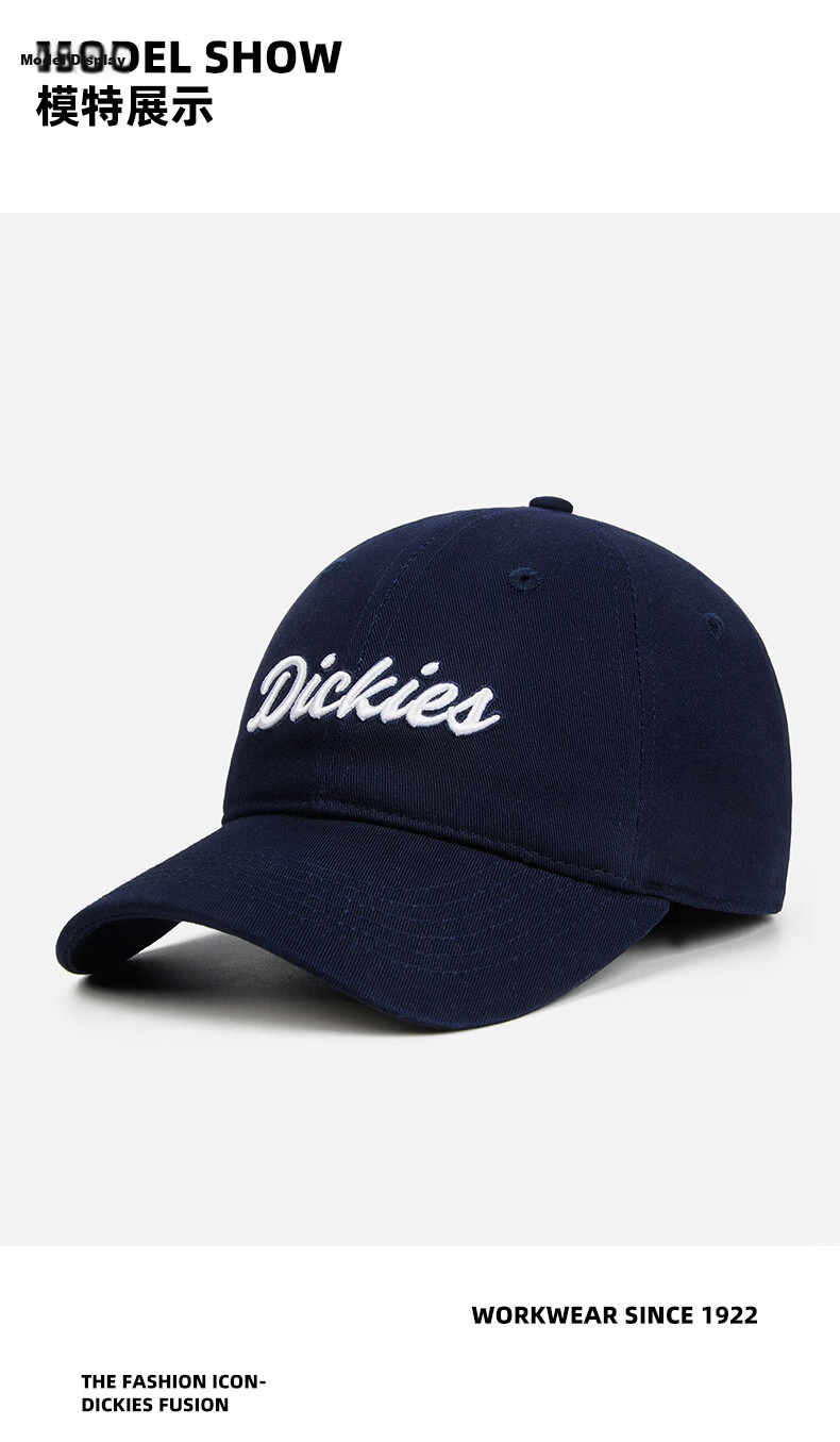 Dickies New Retro Baseball Cap Unisex Soft Top Pure Cotton Duckbill Hat Navy Blue 25