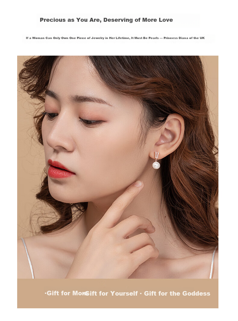 Laomiao Practical High-End Freshwater Pearl Stud Earrings for Women Silver Jewelry Thoughtful Gift for Girlfriend Wife 4