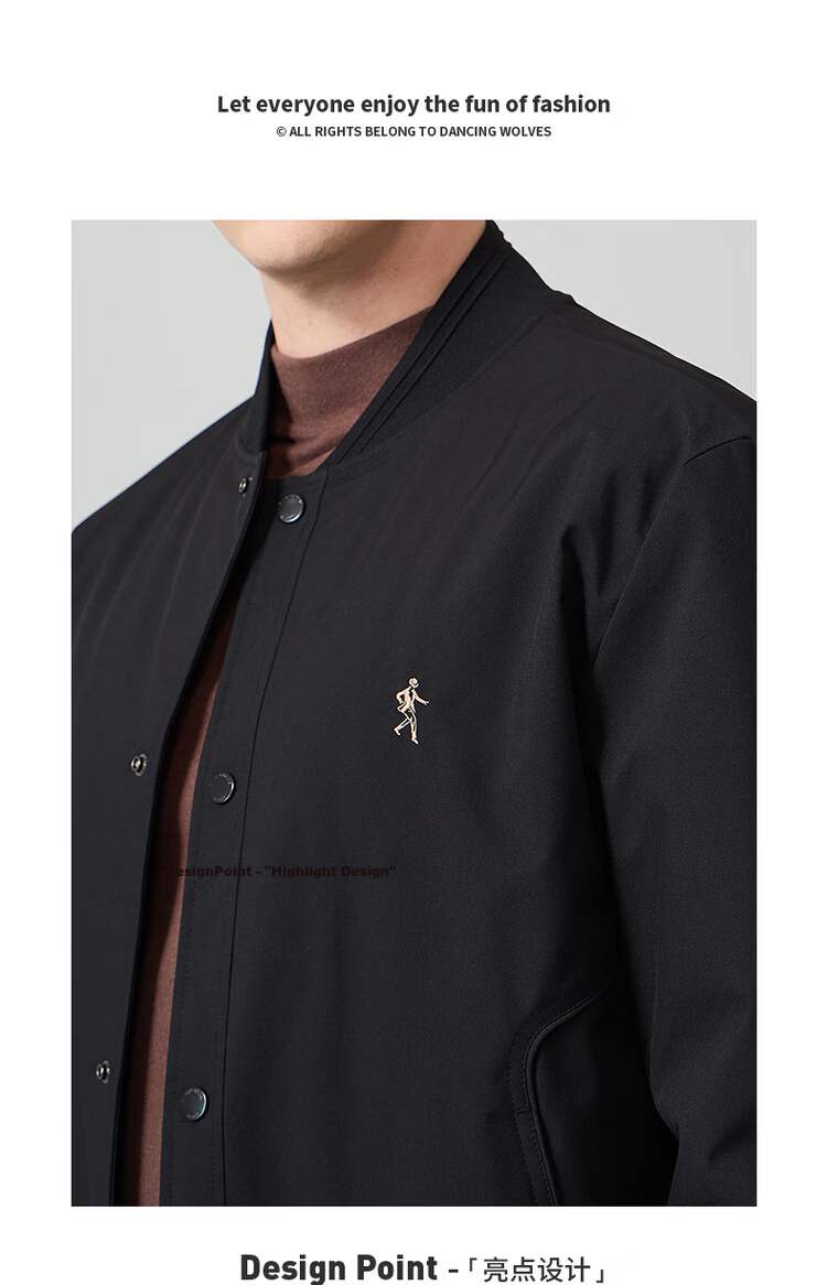 DANCING WOLVES 3D Structured Fashion Baseball Jacket Men's Casual Coat 001 Black 3XL (190) 3