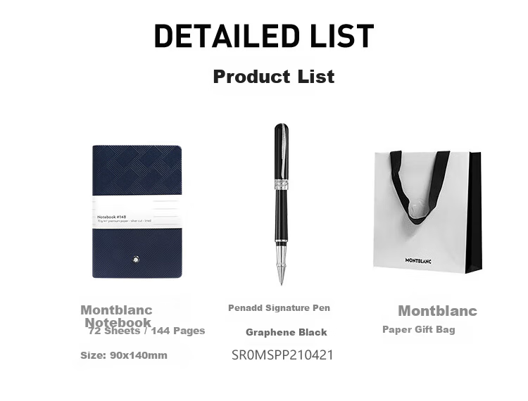 MONTBLANC Black Notebook + Italian Pinafore Signature Pen Set, Basic Version, Father's Day Gift 12