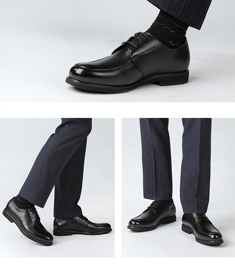 Goldlion Men's Shoes, Business Formal Shoes, Comfortable Breathable Wear-Resistant Simple Fashion Leather Shoes, 53371088201A-Black Size 39 17