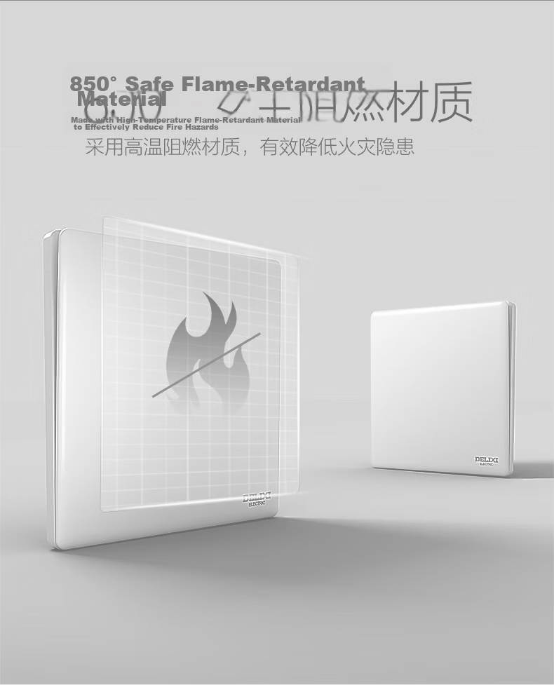 DELIXI CD260 86-Type Ultra-Thin Glossy White Large Panel Single Pole Double Control Switch 23