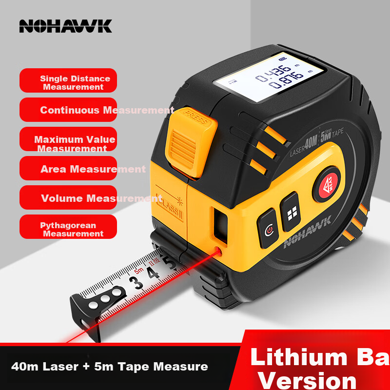 Nohawk Laser Tape Measure Infrared Laser Distance Meter High Precision Handheld Electronic Ruler Home Measuring 40M