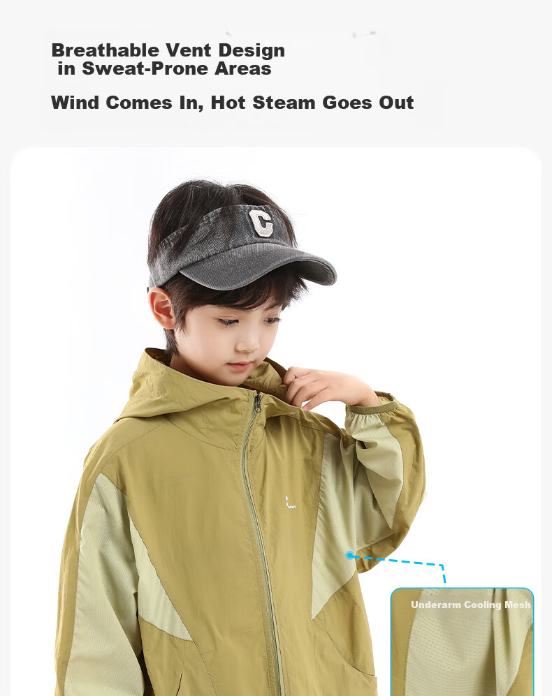 Little Elephant Hamm Boys' Sun Protection Jacket Children's Lightweight Summer Coat 2026 Boys' Skin Jacket UPF50+ Green 110 cm 6