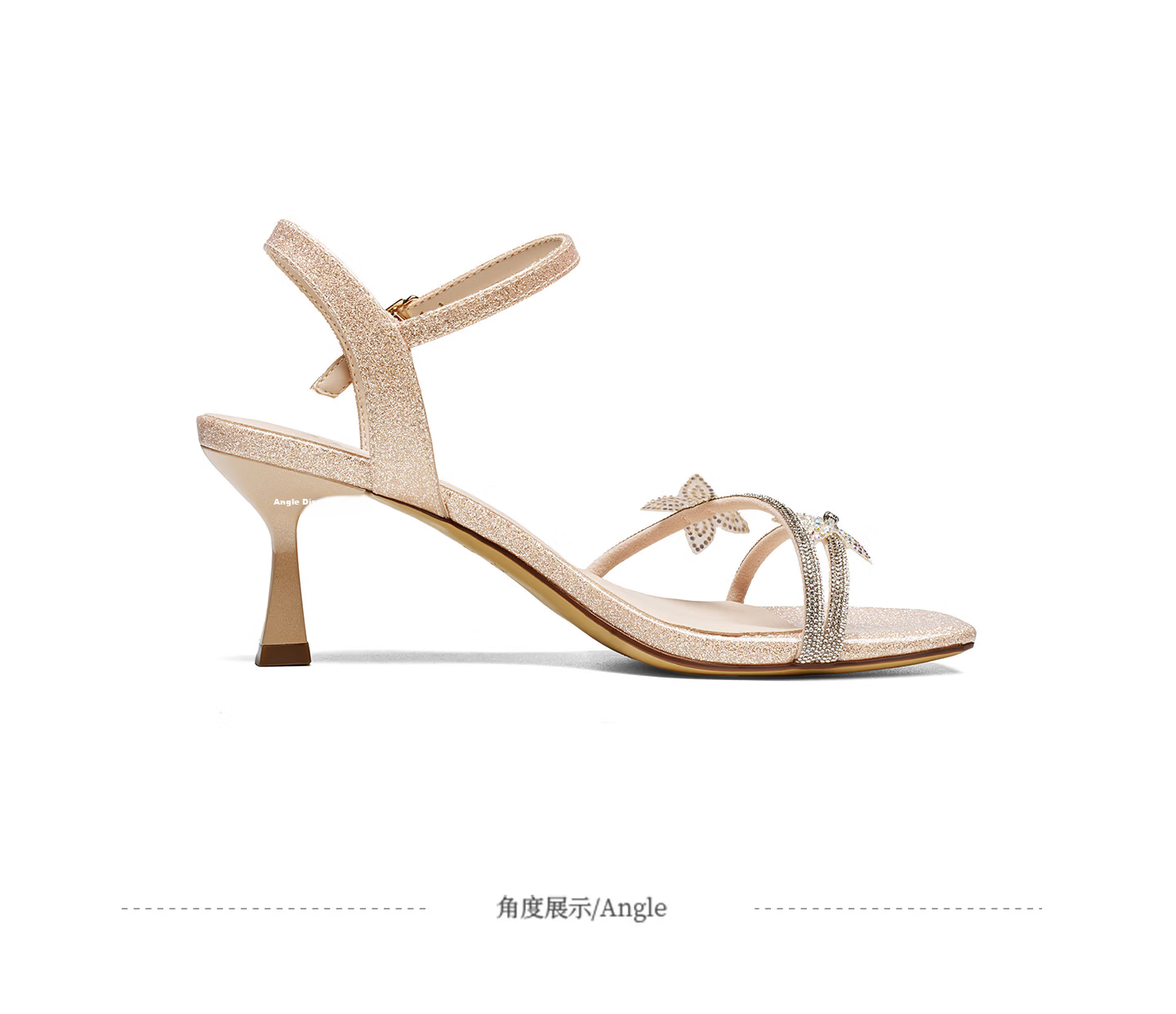 Josiny Women's High Heel Sandals with Rhinestones, Thin Heels, Summer French Style Dress Sandals, Rose Gold, Size 34 16