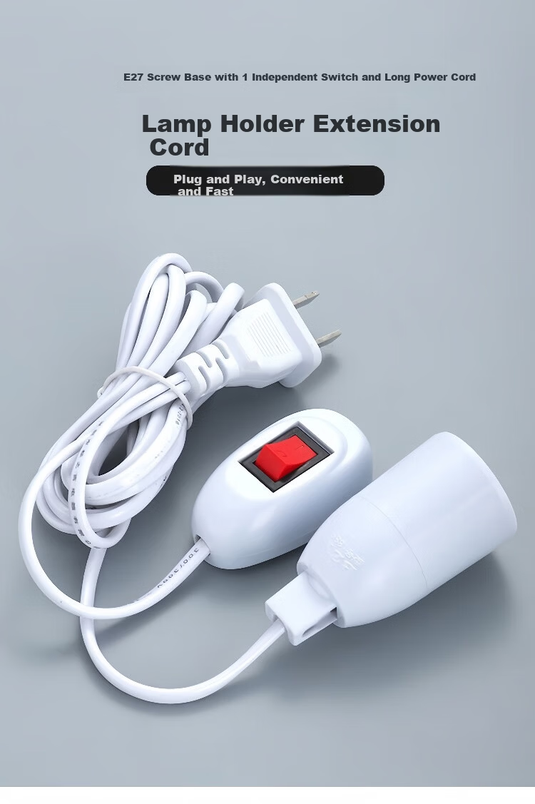 Yunzhizhuo E27 Screw Socket Lamp Holder with Switch and Plug Extension Cord Hanging Pendant LED Bulb Holder 5m Cable (Actual Length 4.1m) 1