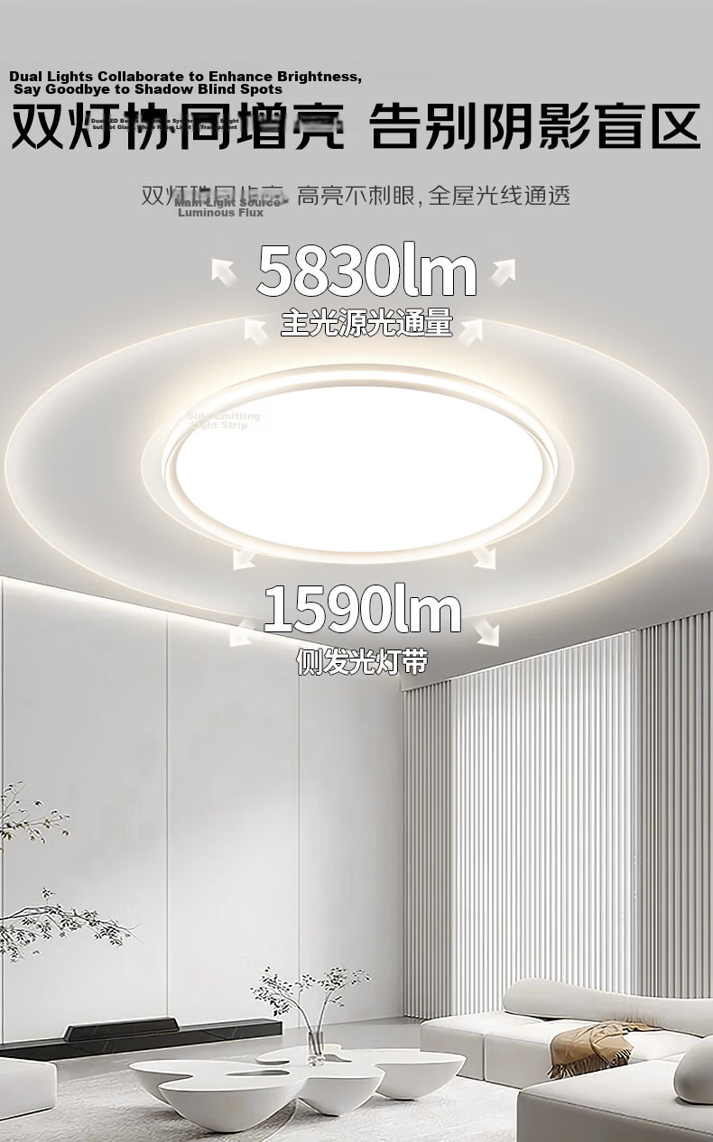 AOC Eye-Care Bedroom Ceiling Light Minimalist LED Ultra-Thin 40cm Independent Light Control with Installation Included 4