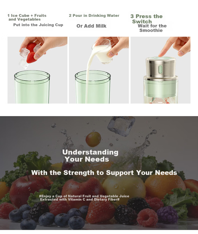 Fudilai 2026 New Juicer Cup Lightweight Portable Blender Juicer Household Mini Direct Drinking Juice Machine Electric Small 1-2 Person Fruit and Vegetable Smoothie Mixer Cup 5