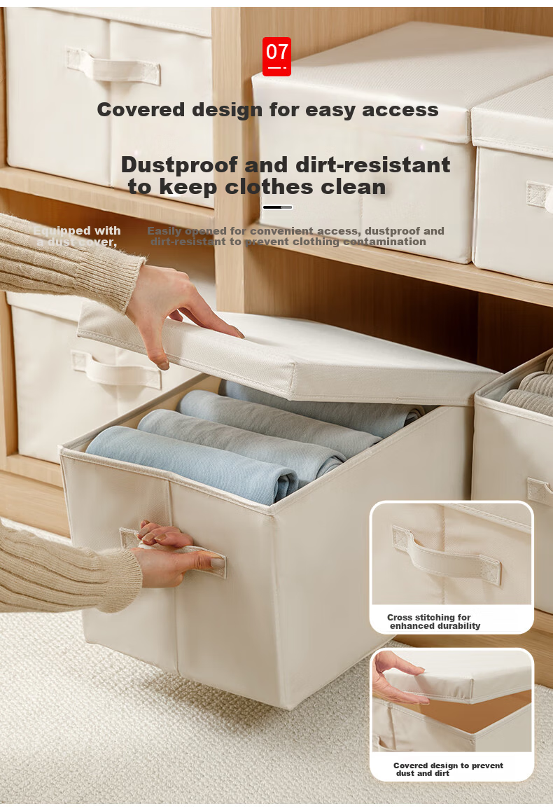 KATEI STORY Japanese Wardrobe Storage Basket Clothes Storage Box Fabric Storage Basket Foldable Storage Basket Clothing Storage Box 5