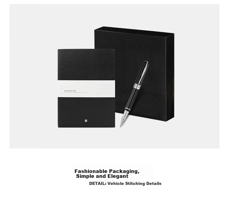 MONTBLANC Black Notebook + Italian Pinafore Signature Pen Set, Basic Version, Father's Day Gift 19