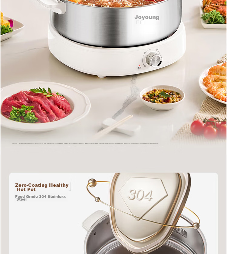 Joyoung 6L Multifunctional Electric Hot Pot 2200W High Power Non-Stick Detachable Stainless Steel Steamer HG60-GN64 2