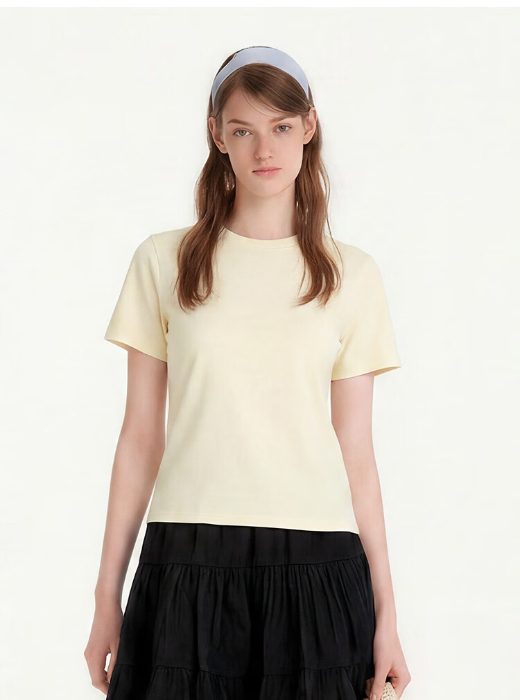 Semir Mall Style | Women's Summer Short Sleeve T-Shirt Solid Color Crew Neck Regular Shoulder Top 2026 Versatile Shirt 101926100001 35