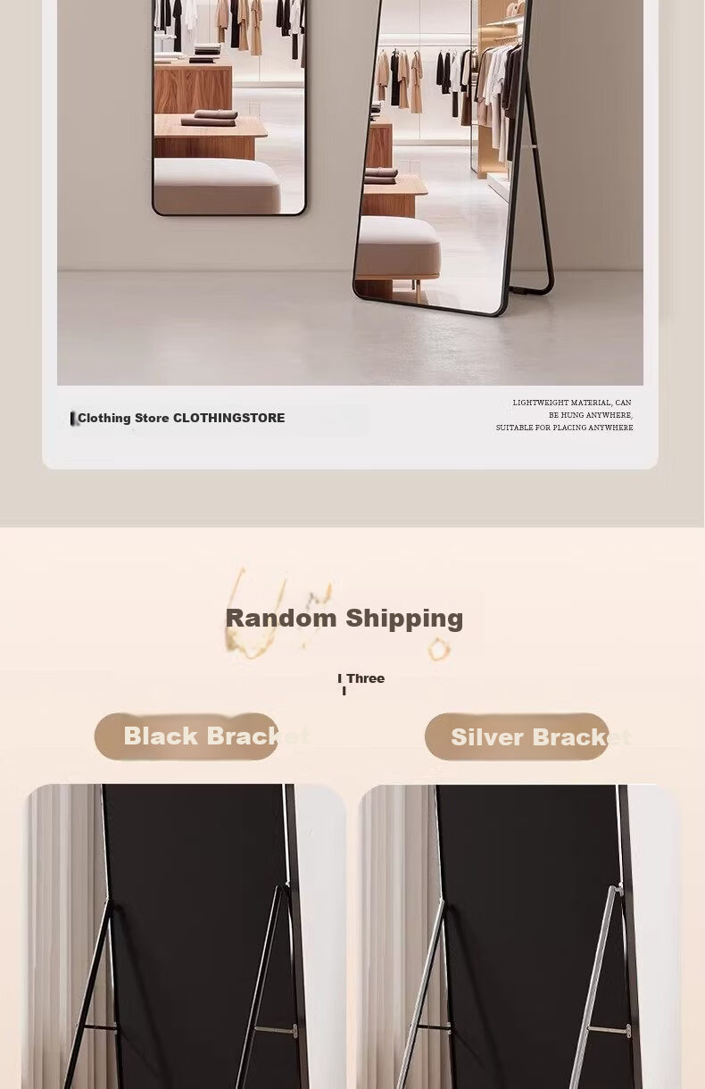 Puang Full-Length Mirror Floor Mirror Dressing Mirror Hanging Door Mirror Clothing Store Fitting Room Explosion-Proof Aluminum Alloy Wall Mirror 40*150cm 9