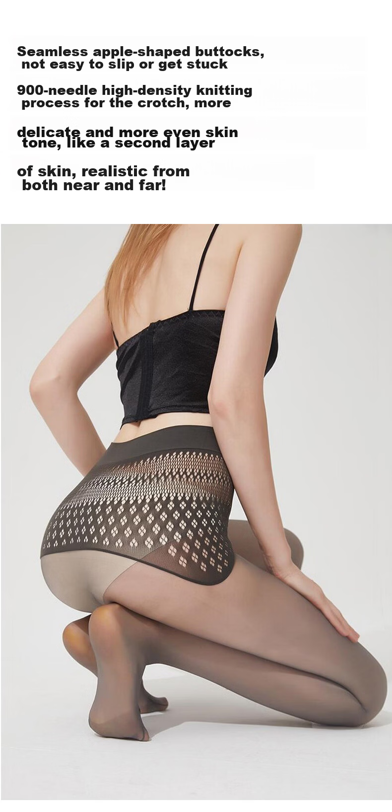 Avandy Sheer Leggings Spring Summer Thin Black Non-Slip Crotchless Tights Pantyhose Women Thin Anti-Snag Stockings 4