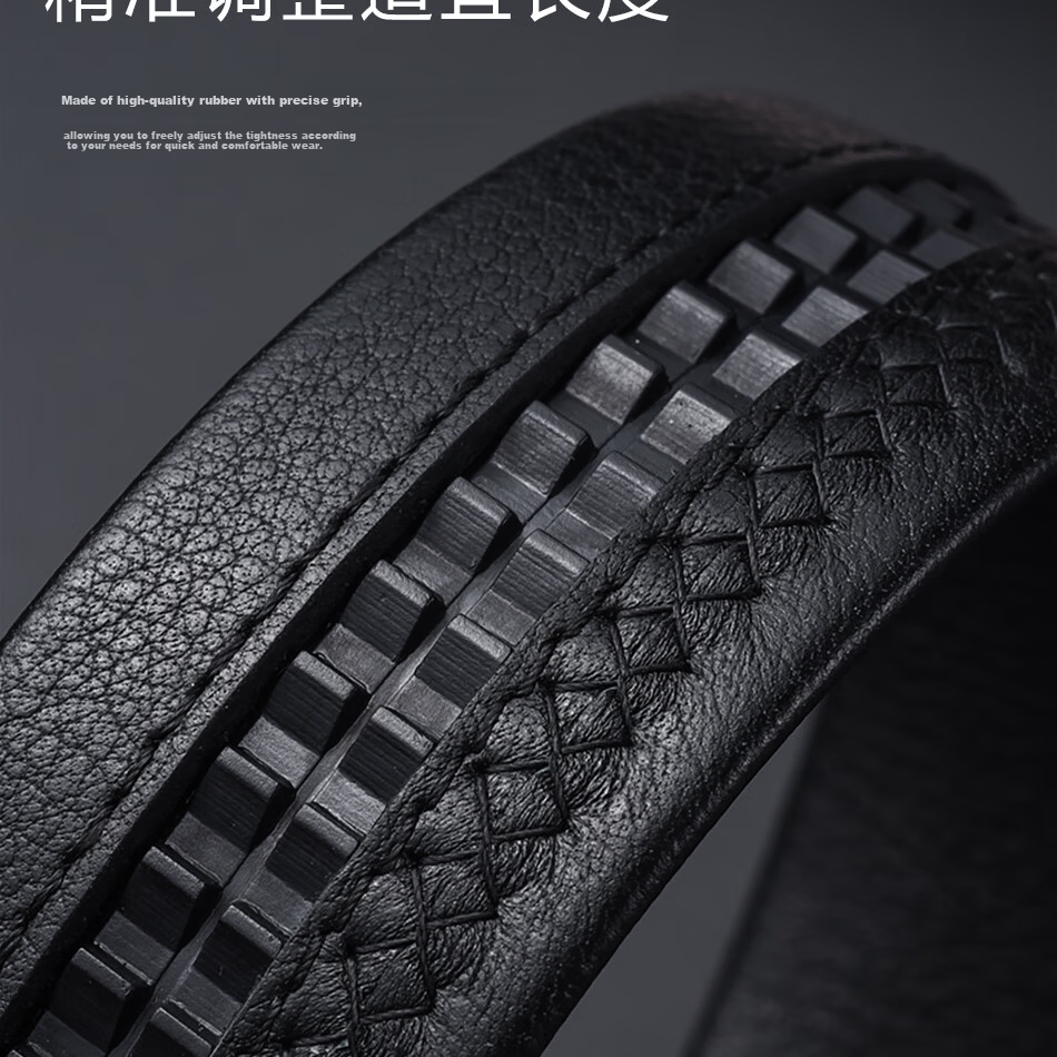 BOSSSUNWEN Men's Genuine Leather First Layer Cowhide Automatic Buckle Belt Anniversary Father's Day Gift for Dad Husband 9