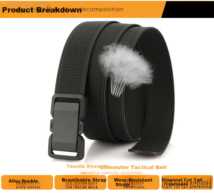 Half-Cigarette Canvas Belt for Men 2026 New Quick-Release Interlocking Buckle Woven Elastic Automatic Buckle Military Training Trendy Pants Belt 4